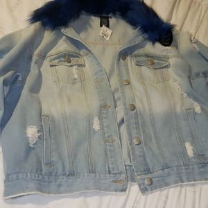 Jean jacket w/fur